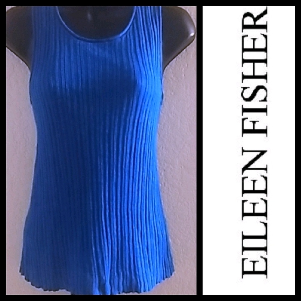 Eileen Fisher Blue Linen Sleeveless Top